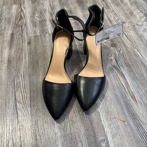 Copper Key Black Ankle Strap Heels